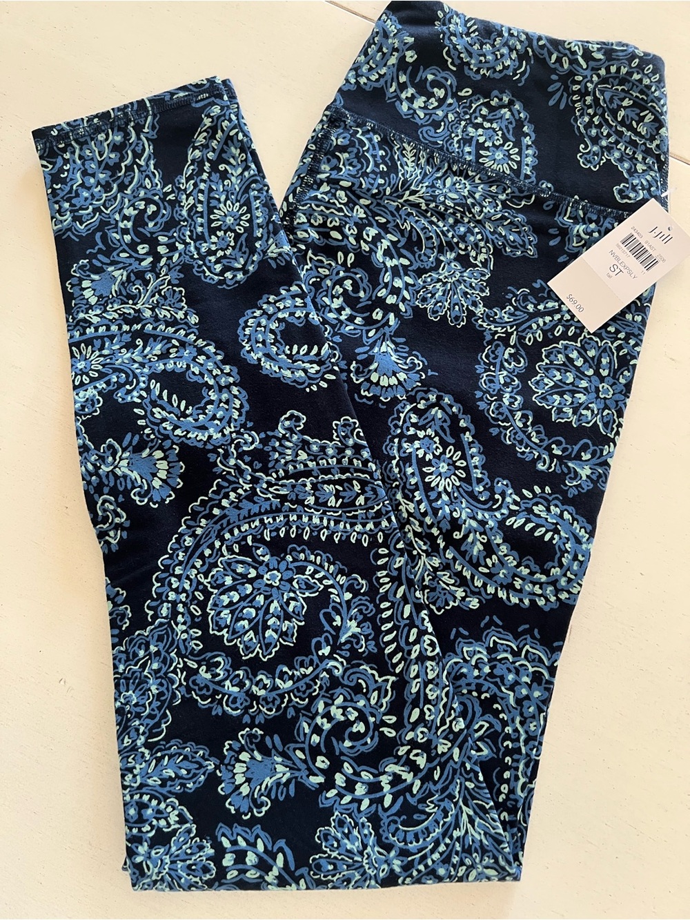 J. Jill Navy Blue Paisley Leggings Small Tall